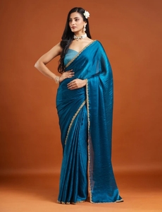 Sari réversible en soie mélangée douce, sans plis, avec chemisier non cousu, idéal pour les mariages d'automne – Collection KV Self Design - Product Image 4