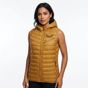 Gilet matelassé à capuche pour homme, chaud, coupe-vent, avec fermeture éclair sur le devant, broderie, couleur unie, vêtement d'extérieur décontracté - Product Image 2