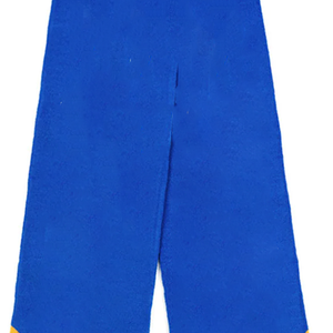 Ensemble d'hiver personnalisé avec logo pour femmes : Écharpe longue réversible en tricot bleu roi et doré à chevrons, bonnet et gants pour l'université et l'extérieur - Product Image 6