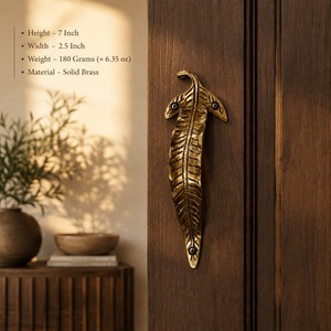 SHUBHAM Customized Vintage Leaf Gold-Plated <b>Brass</b> Casting <b>Door</b> <b>Knob</b> Handle Decorative Furniture Hardware Model 40DH01802 for - Product Image 3
