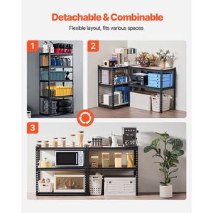 Scaffale Metallico Regolabile a 5 Ripiani, Capacità 900 kg, 40,6 cm P x 81,3 cm L x 159,4 cm H, Soluzione per Stoccaggio in Garage - Product Image 2