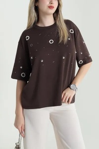 Camiseta Blanca con Logotipo para Mujer, Cuello Alto, Manga Corta, Informal, Tejido de Punto, 100% Algodón Jersey, Corte Regular, Protección UV, Secado Rápido - Product Image 6