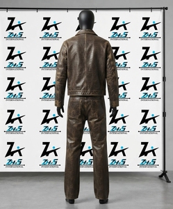 Men Vintage Brown <b>Leather</b> Jacket and Pants Set Casual Biker Motorcycle Two Piece <b>Outfit</b> Streetwear Vintage <b>Leather</b> Suits - Product Image 2
