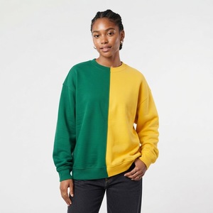 Sweat-shirt à col rond ODM bicolore vert et rose, avec épaules tombantes et poches, en polaire décontracté - Product Image 5