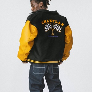 Veste universitaire noire et or pour homme PRIMEFIELD ENTERPRISES, avec logo brodé lettre S sur le devant, coupe droite, style décontracté pour l'hiver - Product Image 6