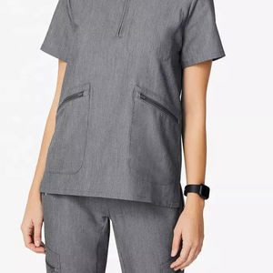 Wholesale High Stretch Women Medical Scrub <b>Set</b> Stand Collar Zipper Nursing Uniform Hospital <b>Doctor</b> Jogger Suit Scrub <b>Set</b> - Product Image 5