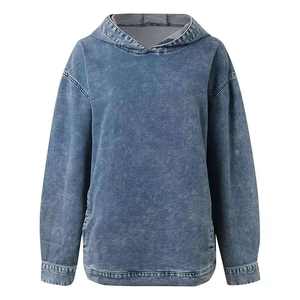 Sudadera con Capucha Personalizada para Hombre, Estilo Denim Desgastado con Lavado Ácido, Talla Grande, Color Gris Oscuro para Invierno - Product Image 5