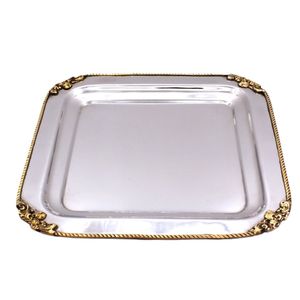 Plateau de service en métal décoratif, plat de présentation pour hôtel, maison, restaurant, traiteur, vaisselle de table, centre de table de mariage, qualité export - Product Image 3