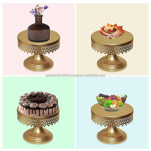 Azora Industries Vente en gros Support à gâteau décoratif en métal pour présentation de desserts de fête de mariage Support à gâteau rond personnalisé - Product Image 4