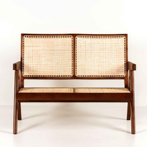 Sofá de Ratán de 4 Plazas para Exteriores, Estilo Pierre Jeanneret, con Patas en V, de Madera Maciza, Duradero, de Mediados de Siglo, Moderno, Venta al por Mayor - Product Image 2