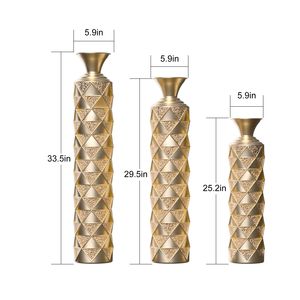 Set di 3 Vasi Decorativi in Metallo Effetto Invecchiato con Motivo Triangolare 3D, 85 cm e 75 cm, per Decorazione Casa - Product Image 5
