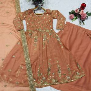 LAHENGA <b>TOP</b> DUPATTA STAR GEORGETTE 3 MM SEQUNCE ZARI THREAD EMBROIDERY WORK SUIT LONG SLEEVE ALL SEASONS VISHNU K DESIGNS - Product Image 6