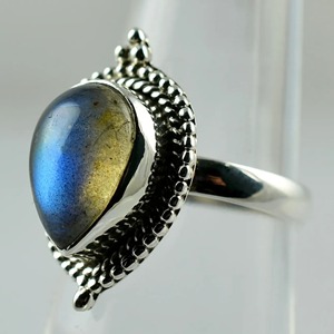 <b>Labradorite</b> <b>Ring</b> 925 Sterling Silver Handmade Boho Statement Promise Jewelry for Women Natural Pear Shape Gemstone Jewelry - Product Image 2