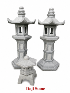 Lanterne de jardin en pierre de grès japonaise Doji Stone, durable, 150 cm, sculpture lumineuse pour bassin et piscine zen en extérieur, pour hôtel - Product Image 5