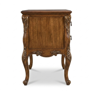 Table de chevet traditionnelle en bois avec 2 tiroirs, style antique fait main, meuble de chambre à coucher, design panneau, rangement - Product Image 3