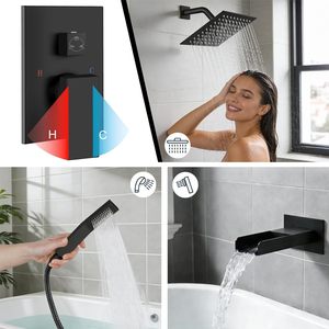Pommeau <span class=keywords><strong>de</strong></span> <span class=keywords><strong>douche</strong></span> pluie noir mat 10 pouces à <span class=keywords><strong>fixation</strong></span> <span class=keywords><strong>plafond</strong></span> avec douchette à main, haute pression, pour distributeurs - Product Image 4