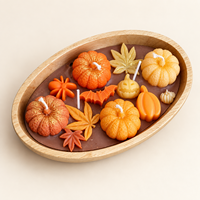 Arovi - Bougies parfumées à la citrouille, bol en coquille de noix de coco, bol en forme de bateau et tasse à poignée pour cadeaux d'automne