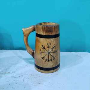 Mug en bois de pin naturel fait main, avec revêtement alimentaire, pour boissons, décoration rustique pour la salle à manger et la maison - Product Image 1