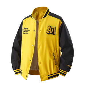 เสื้อแจ็คเก็ตเบสบอลแบบมีปกแมนดารินสำหรับผู้ชาย ฤดูหนาว ผ้าโพลีเอสเตอร์/คอตตอน ปักลายตามสั่ง OEM  กระดุมรูปหมีเท็ดดี้ - Product Image 5