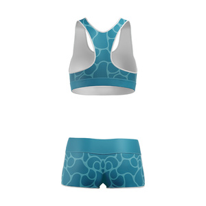 Custom Logo 2 Piece Fitness Set Racer Back Sports <b>Bra</b> and Shorts Premium Comfort Athletic Wear Solution - Product Image 2