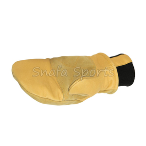 Unisex Yellow Leather Winter <b>Mittens</b> Thermal Insulated Pull-On Outdoor Riding <b>Gloves</b> - Product Image 5