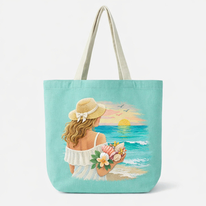 Sac de shopping en toile brodé avec logo personnalisé, grande capacité, réutilisable, en coton, robuste, sac écologique pour femmes - Product Image 1