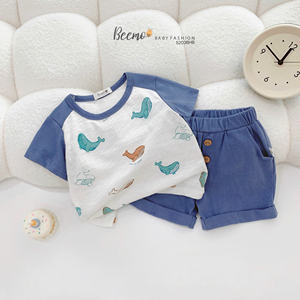 Conjuntos de Ropa de Verano para Niños Pequeños, Camiseta de Manga Corta con Estampado de Dibujos Animados, Hechos en Vietnam con Algodón, Ropa Casual para el Hogar - Product Image 1