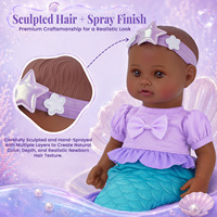 Poupée Reborn Fille Mini Sirène Riley de 12 Pouces Babeside, Cheveux Sculptés Afro-Américains, Tête en Vinyle, Corps en Tissu Doux, Vente en Gros