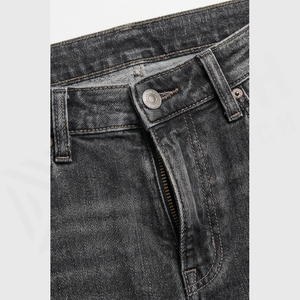 Jean en denim coupe droite délavé foncé pour homme, taille haute, coupe slim, en coton, style décontracté, pantalon d'automne - Product Image 4