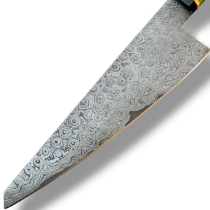 Couteaux de chef faits main sur mesure avec lame en acier multicouche, manche ergonomique en bois et résine pour la cuisine en restaurant et la préparation des légumes - Product Image 5