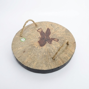 Tamarind Wood Chopping Block Round Tree Slice <b>Butcher</b> Block Rope Handles Heavy Duty Cutting Board Serving Platter Pure Art Setup - Product Image 4