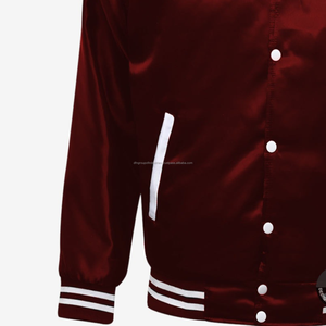 Chaqueta de béisbol ajustada de satén al por mayor, chaqueta de béisbol de satén con letras personalizadas para hombre, chaquetas universitarias - Product Image 4