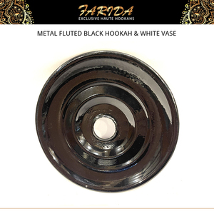 Chichas Farida de Luxe Mini Égyptiennes en Métal Cannelé Noir avec Vase Blanc – Prix de Gros - Product Image 6