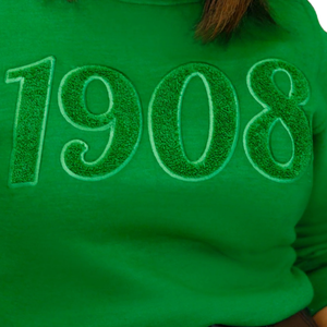 เสื้อสเวตเชิ้ตเชนิลล์สีเขียวเข้ม รุ่น 1908 สำหรับผู้หญิง แขนยาว คอกลม ผ้าฟลีซ สวมใส่สบายๆ แฟชั่นเสื้อผ้าลำลอง - Product Image 3