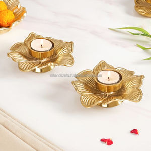 Indian Handicraft Filigree Vintage Metal Leaf Shape <b>Tealight</b> <b>Holder</b> - Artisan Pierced Shadow Votive Stand for Festive - Product Image 5
