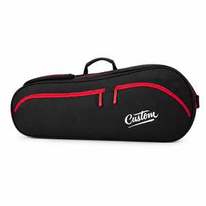 Sac de sport en toile noire de luxe avec logo personnalisé, fermeture éclair rouge, durable, portable, en polyester, grande capacité - Product Image 1