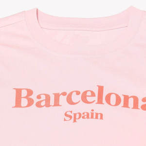 Camiseta de Manga Corta con Cuello Redondo Rosa para Mujer, Estampado con el Logotipo de Barcelona, España, Ropa Casual, 100% Algodón Jersey, Transpirable - Product Image 6