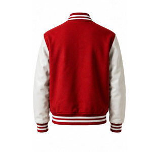 Red White Letterman <b>Jacket</b> With Applique R Football <b>Star</b> Lightning Design Full Sleeve Button Front Adult Casual Autumn Wear - Product Image 3