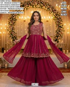 Dupatta Mehreen Bhandhani, Sharara florale, longueur au sol, tenue de fête traditionnelle pour femmes, séchage rapide, pour toutes les saisons - Product Image 4