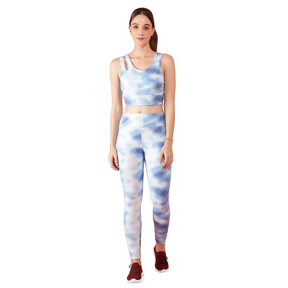 High Waist Seamless Solid Front Logo 2-Piece Women's Gym Set for Fitness Yoga Wear Breathable Spandex Polyester