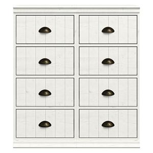 Set di 2 Cassettiere Scanalate a 4 Cassetti in Legno Bianco con Maniglie in Metallo Bronzato e Cassetti con Chiusura Ammortizzata - Product Image 4