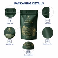 Sachets refermables personnalisés imprimés numériquement pour thé vert en vrac, emballages alimentaires refermables