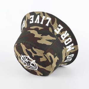 Wholesale 100% Cotton <b>Camo</b> Bucket Hat <b>Cap</b> Custom Printing Tactical 3D Embroidery Bows Cartoon for Fishing Casual Sports Outdoor - Product Image 2