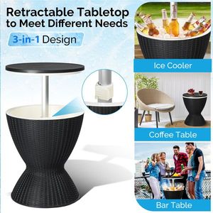 Outdoor Adjustable Height Cooler Table 8 Gallon Beer Wine Cooler All Weather Resistant Patio <b>Bar</b> Outdoor <b>Cool</b> Furniture - Product Image 4