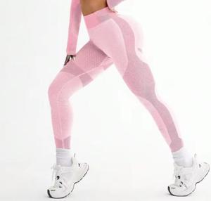 High Waist Solid Color <b>Knitted</b> <b>Leggings</b> Full Length Stretchy Breathable Spandex Nylon Women's Sporty Yoga Seamless 220g Letter - Product Image 3