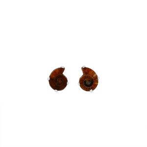 925 Silver Natural Ammonite Rough Butterfly Lock Stud <b>Earrings</b> Fashion Trendy Dainty Prong Setting Engagement Gift Pack 3 Pairs - Product Image 1