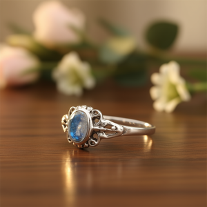 <b>Labradorite</b> Moissanite <b>Ring</b> 1.8 Grams Elegant and Unique Jewelry Piece - Product Image 3