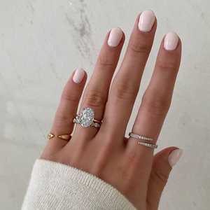 Pear Cut Lab Grown Diamond Stackable <b>Ring</b> 14k Solid Gold Bezel Set 3 mm Minimalist Solitaire <b>Dainty</b> Full Eternity Wedding Band - Product Image 2