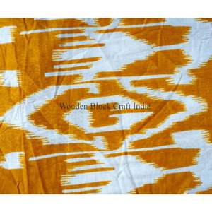 Tela Estampada Ikkat Naranja al por Mayor, Materiales de Algodón Natural para Prendas y Vestidos Hechos a Mano con Diseño Personalizado Indio - Product Image 5