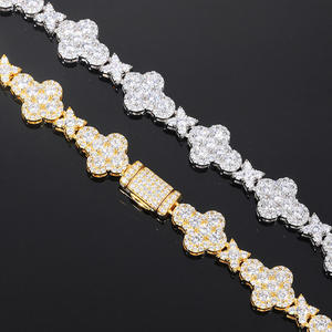 925 <b>Sterling</b> <b>Silver</b> Gold Plated Moissanite Link <b>Chain</b> Necklace Round Cut Fine Jewelry Unisex Men <b>Women</b> Gift Party Hip Hop Style - Product Image 5